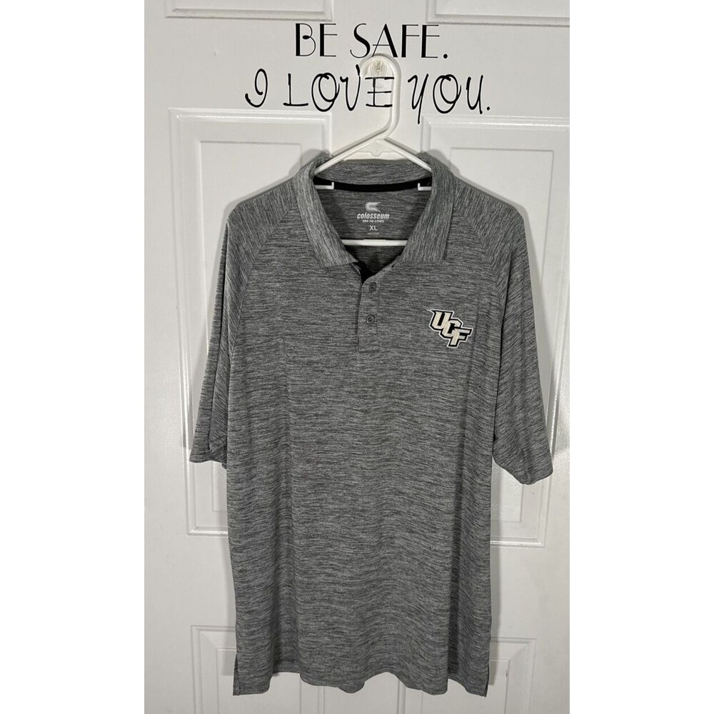 UCF‎ Knights Mens XL Heather Gray Colosseum College Polo Shirt